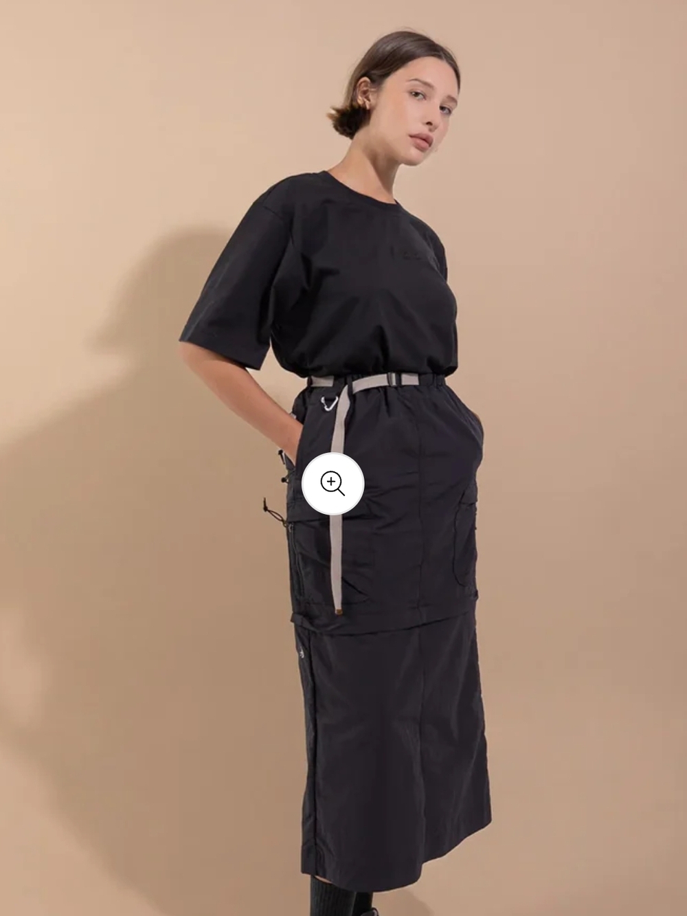 NWT Balinese Black High-Low Utility Skirt - Detachable